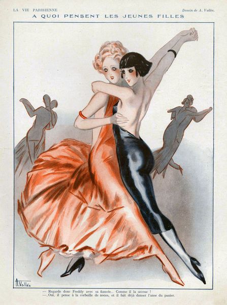 Women dancing as a couple, La Vie Parisienne, an illustration by Armand Valleé, 1931