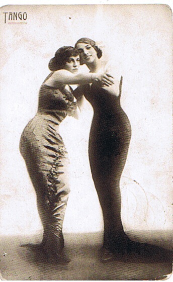 Yet another in a French postcard series showing a couple of two women, c1913?