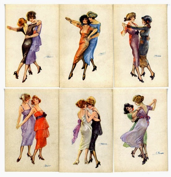 Women Tango Couple Postcards by Suzanne Meunier, c1917