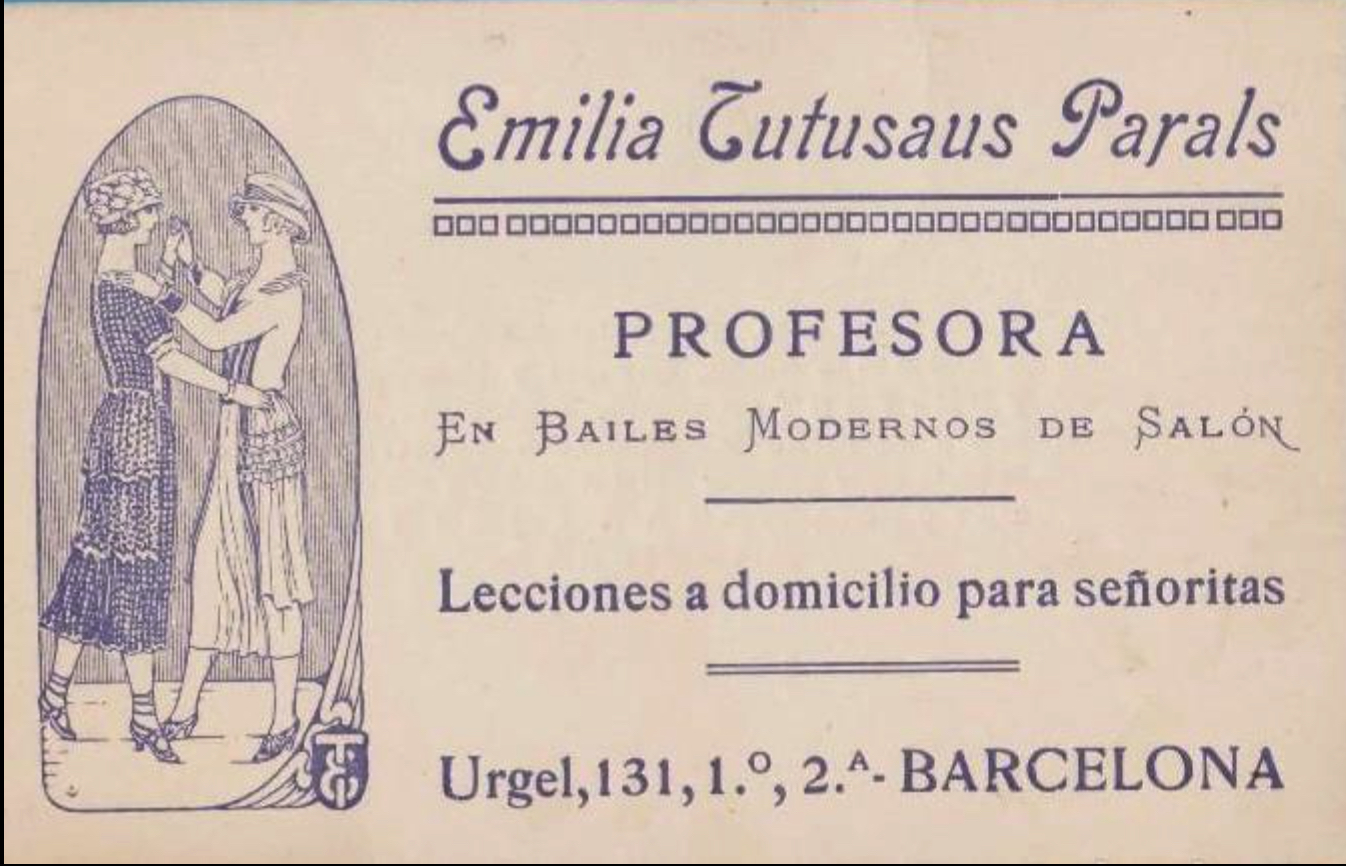 Woman Dance Teacher’s Business Card, Barcelona, 1920s