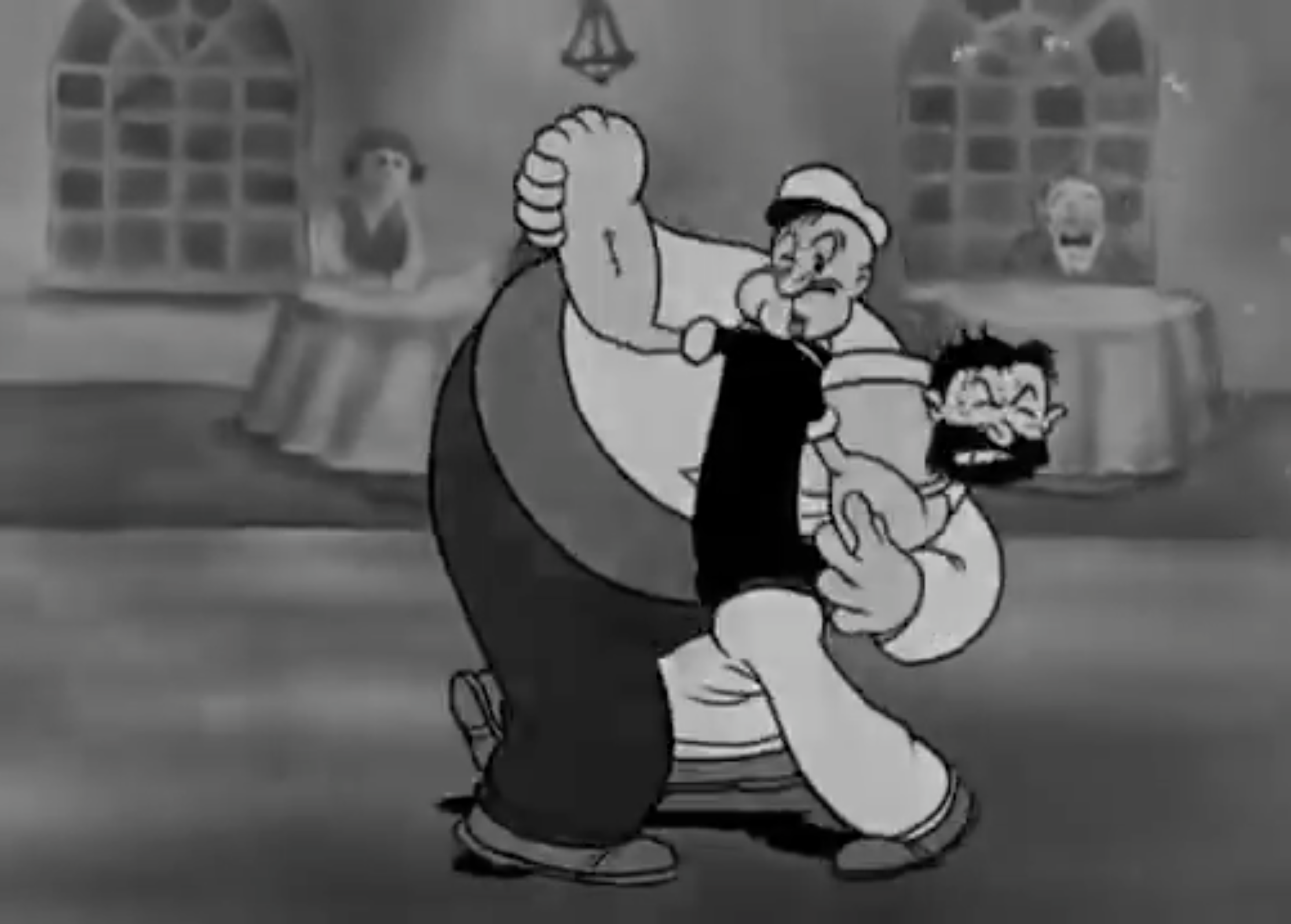 Popeye [almost] Tangos with Bluto, 1934 [still taken from cartoon]